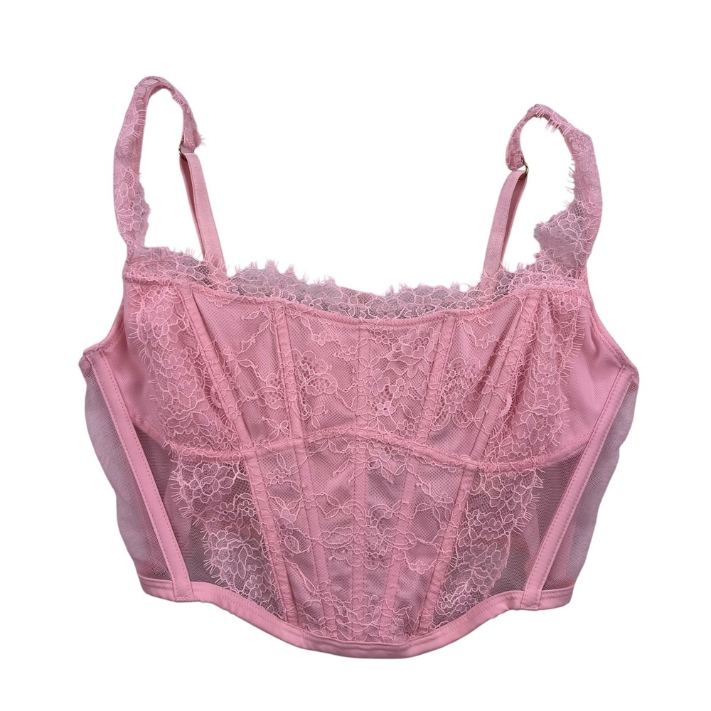 Victorias Secret Dream Angels Pink Lace Corset Bustier Top Size Medium M/B80